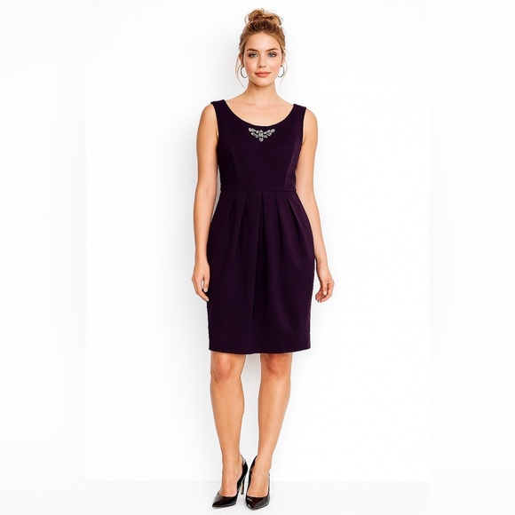 Simple Vera Vera Wang Purple Cocktail Dress Size 16 Sleeveless Formal Wedding - Picture 1 of 5
